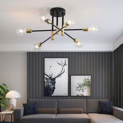 Industrialna lampa sufitowa żyrandol z okrągłymi lampami