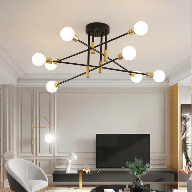 Industrialna lampa sufitowa żyrandol z okrągłymi lampami