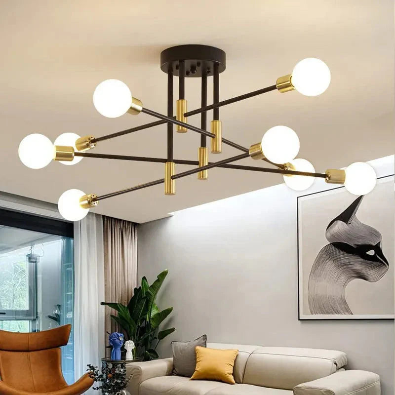 Industrialna lampa sufitowa żyrandol z okrągłymi lampami