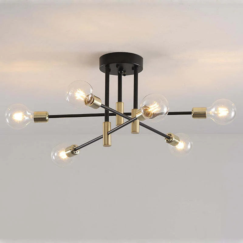 Industrialna lampa sufitowa żyrandol z okrągłymi lampami