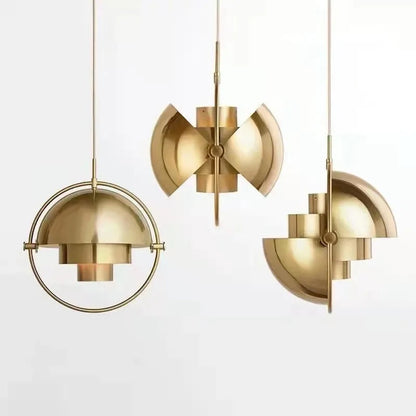 Designerska Lampa Wisząca z Metalowym Kloszem i Ozdobnym Pierścieniem
