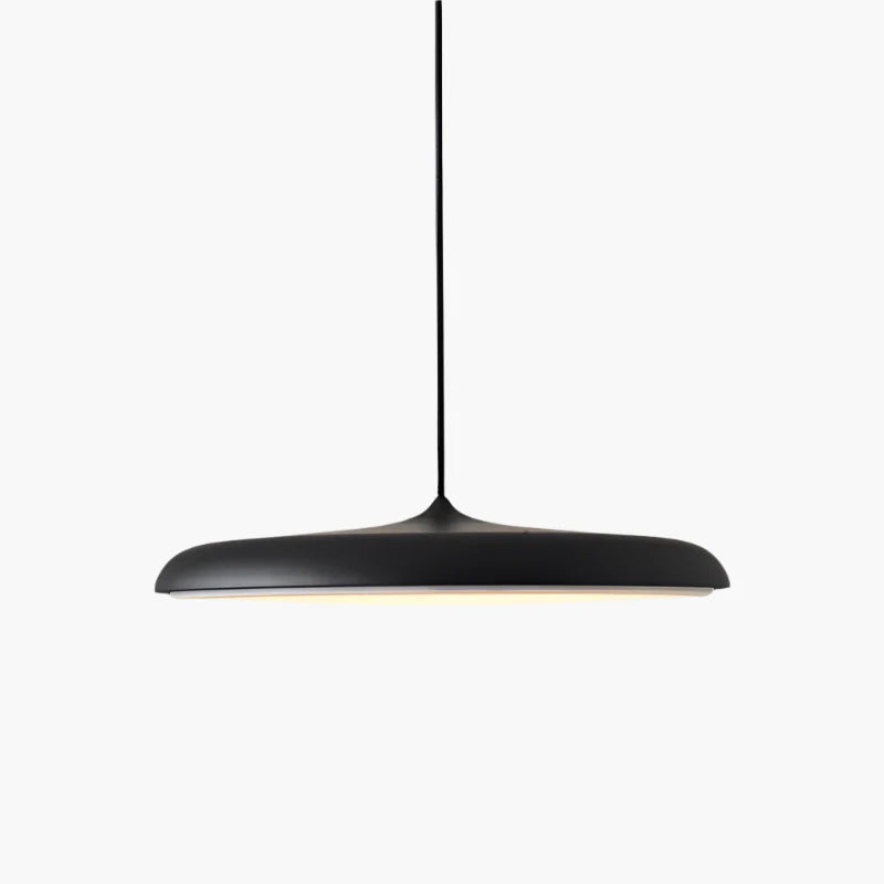 Nowoczesna lampa wisząca LED – ultracienki klosz, designerskie oświetlenie sufitowe do salonu lub jadalni