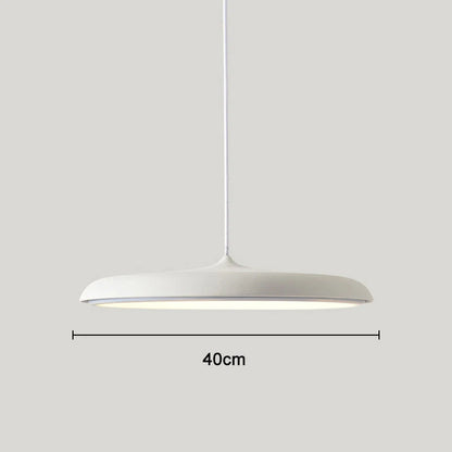 Nowoczesna lampa wisząca LED – ultracienki klosz, designerskie oświetlenie sufitowe do salonu lub jadalni