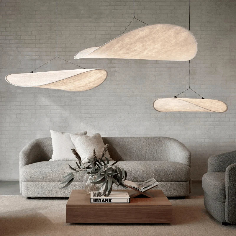 Designerska lampa wisząca Japandi w formie podłużnego panelu – nowoczesna elegancja