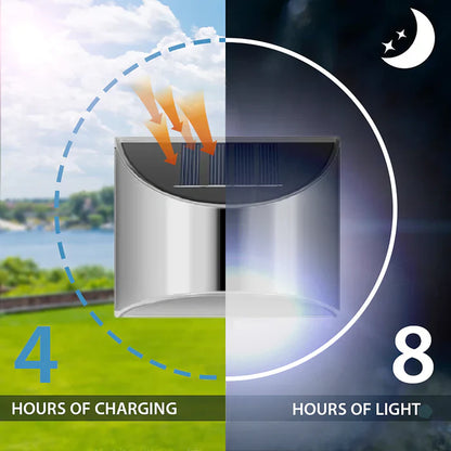 Zestaw 4 solarnych lamp ogrodowych LED – kinkiety z czujnikiem zmierzchu, montaż na ścianę