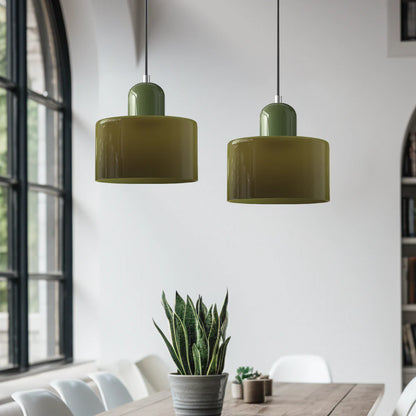 Nowoczesna lampa wisząca z kolorowego szkła w stylu Bauhaus